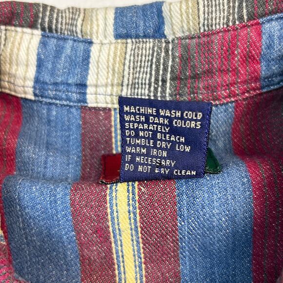 Vtg Bachrach 1877 Button Down Shirt Mens L Striped Western Cowboy Long Sleeve - Picture 9 of 11